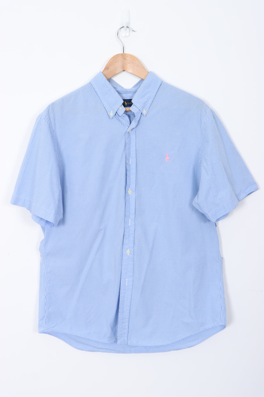 RALPH LAUREN Blue White Check 'Slim Fit' Shirt (L-XL)