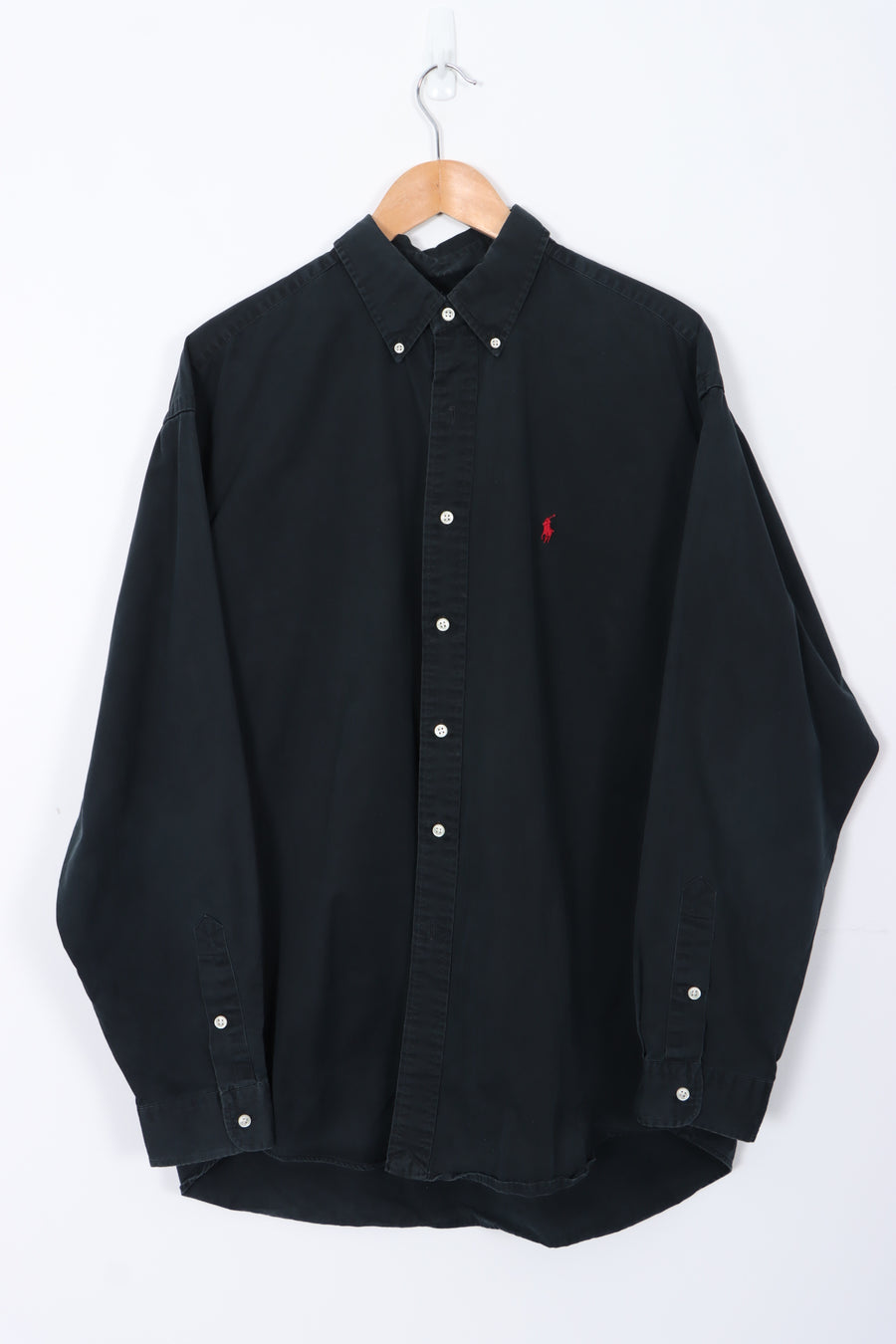 RALPH LAUREN Black 'Blake' Long Sleeve Cotton Shirt (XL)