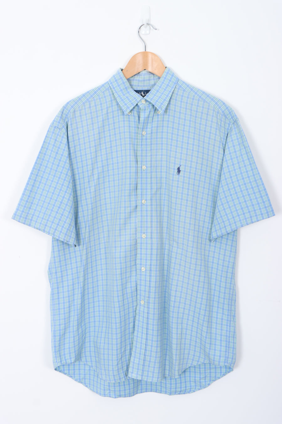 RALPH LAUREN Blue Green Plaid 'Blake' Shirt (L-XL)