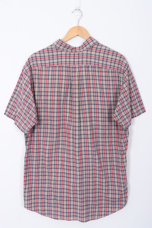 RALPH LAUREN Red Navy Plaid Shirt Sleeve Shirt (L-XL)