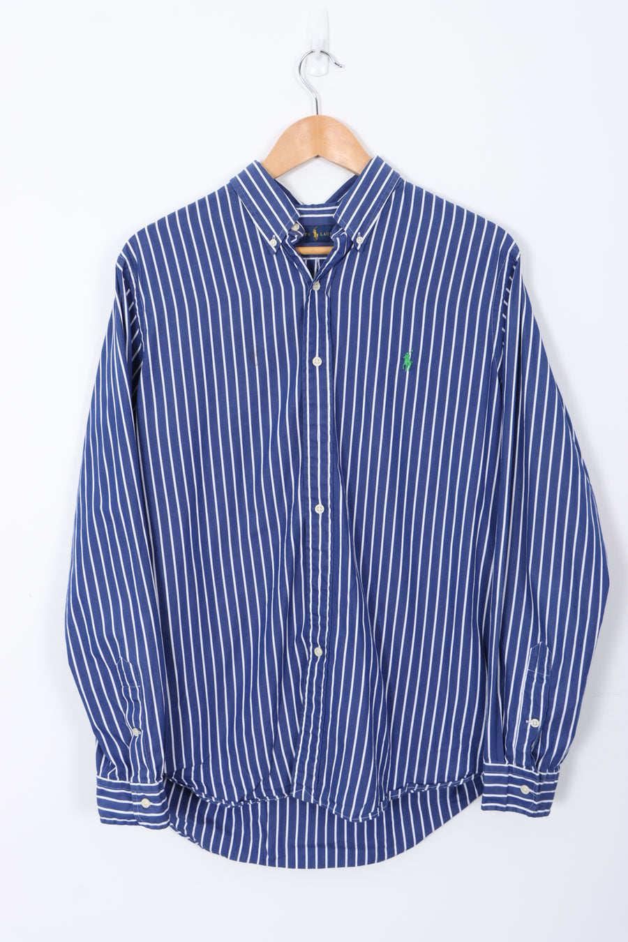 RALPH LAUREN Blue White Pinstripe Long Sleeve Shirt (L)