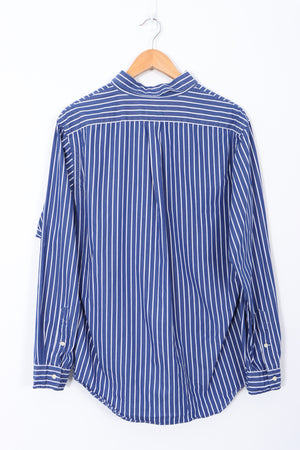 RALPH LAUREN Blue White Pinstripe Long Sleeve Shirt (L)