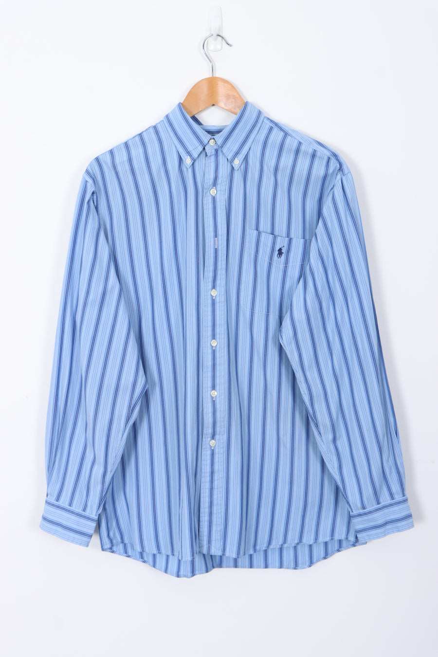 RALPH LAUREN Blue Striped Long Sleeve Shirt (L)