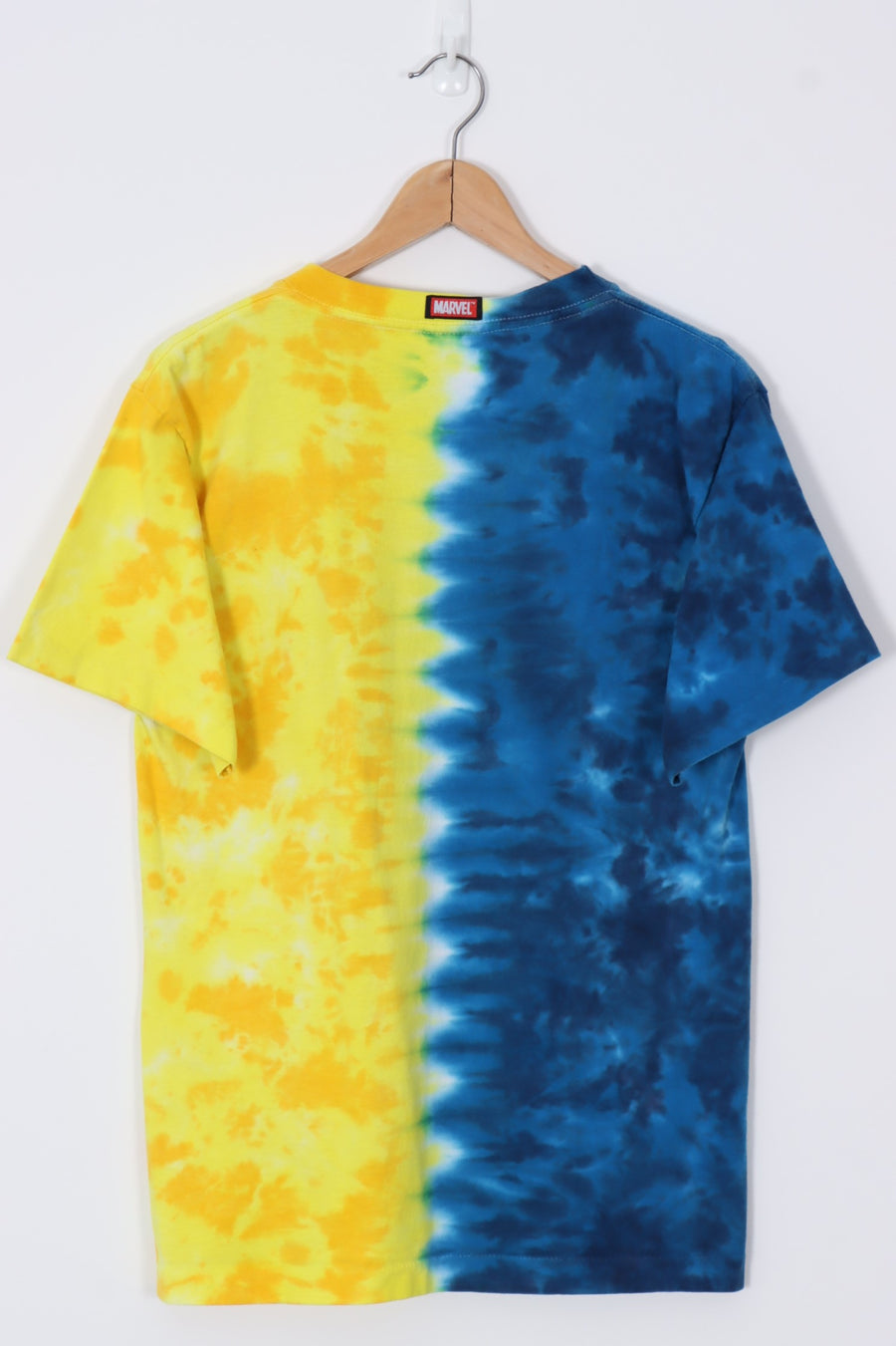 Vintage 1999 MARVEL Wolverine Tie-Dye Yellow & Blue T-Shirt (M)