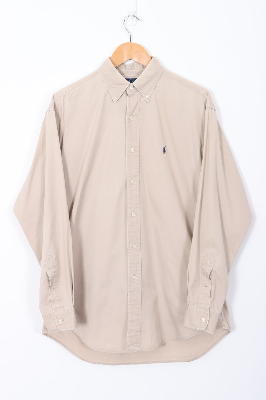 RALPH LAUREN 'Blake' Sand Brown Long Sleeve Shirt (M)