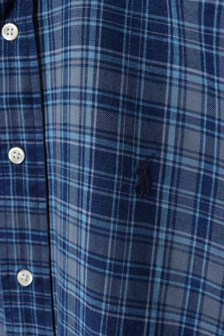 RALPH LAUREN 'Blake' Blue Plaid Short Sleeve Shirt (L)