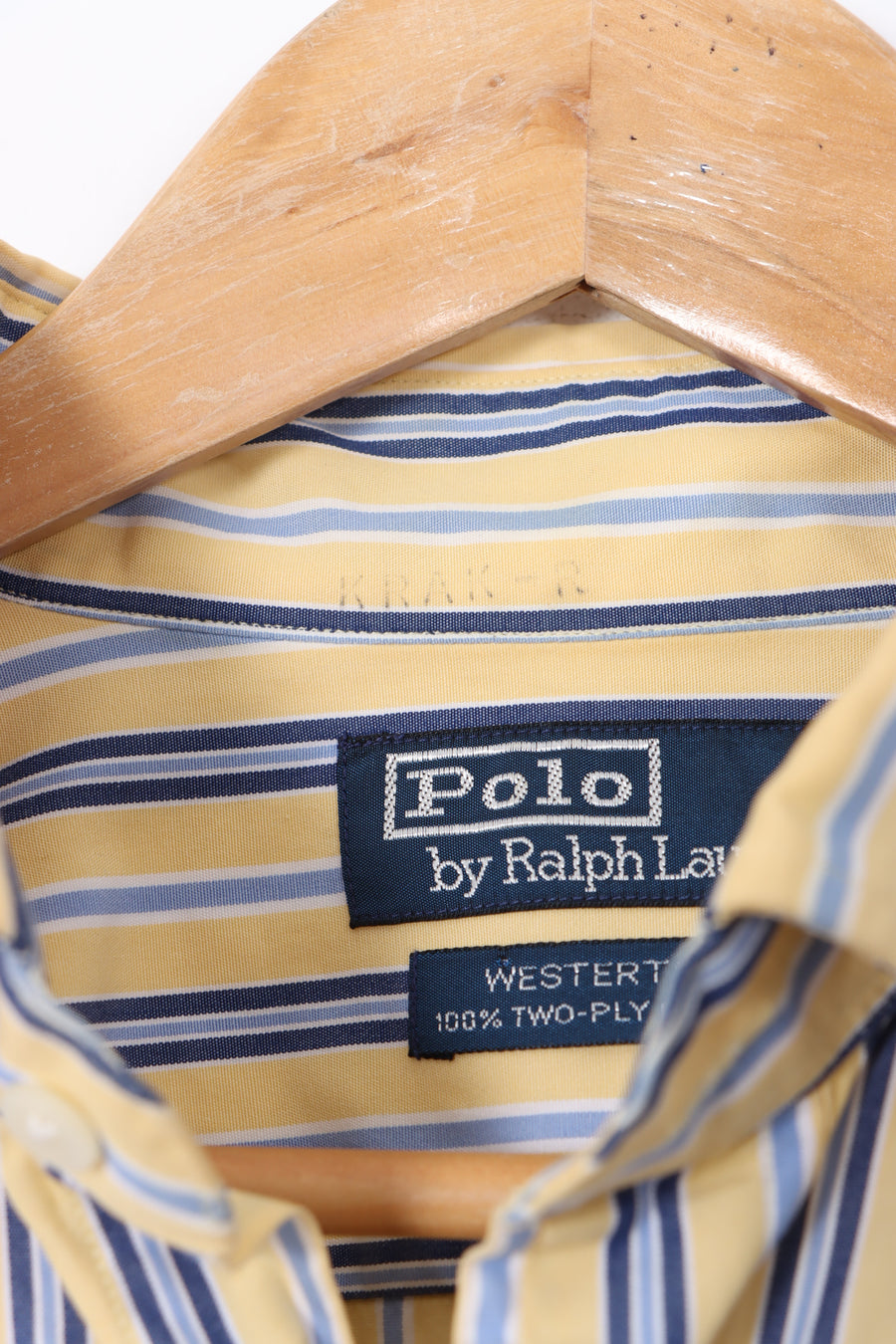 POLO 'Westerton' Yellow and Blue Stripe Long Sleeve Shirt (L)