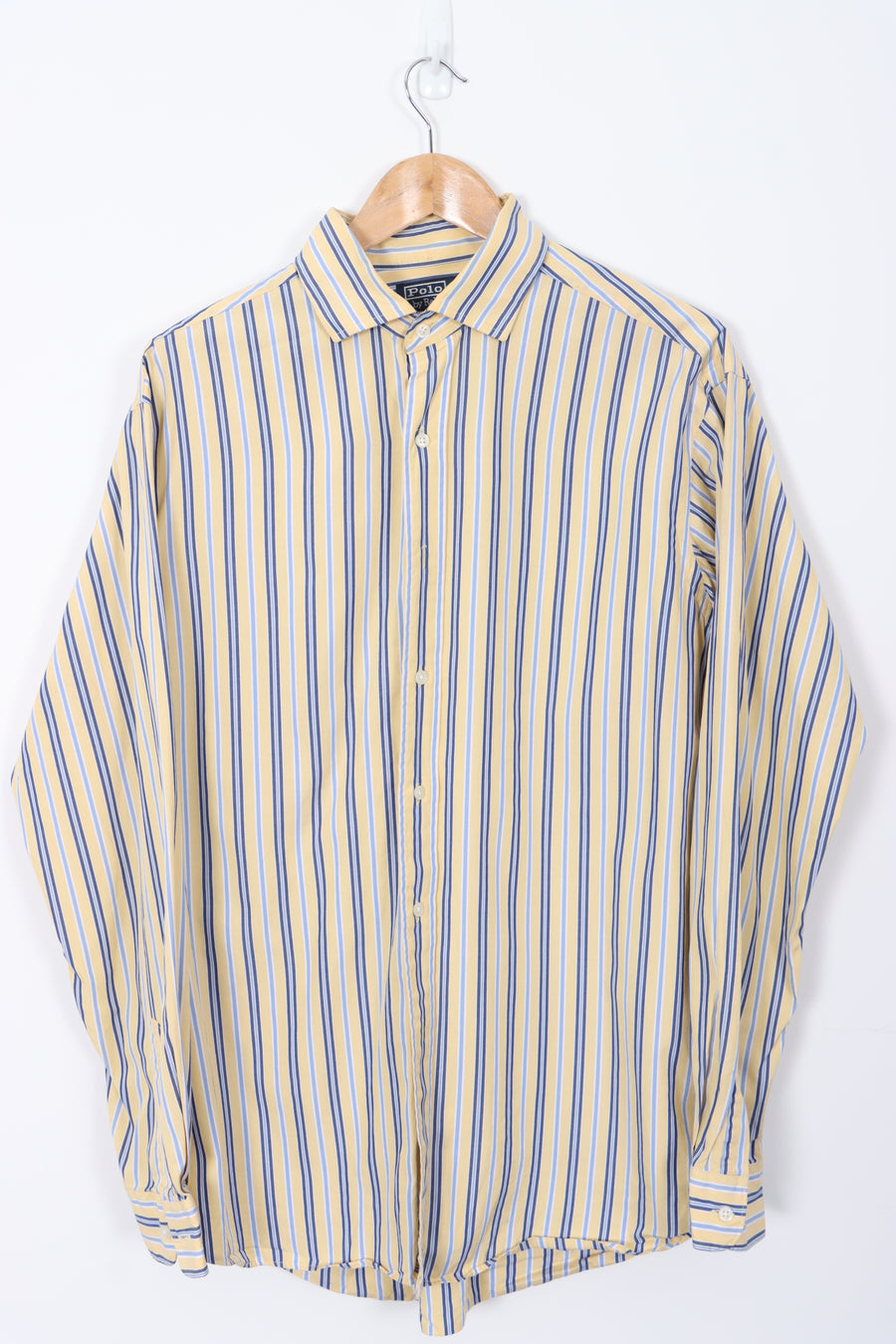 POLO 'Westerton' Yellow and Blue Stripe Long Sleeve Shirt (L)