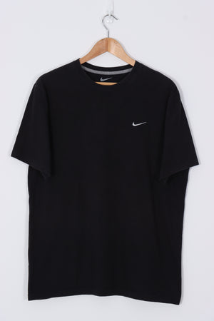 NIKE Black Silver Embroidered Swoosh Tee XL Vintage Sole Melbourne