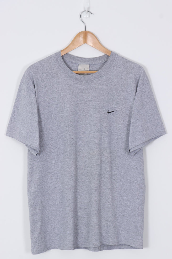 NIKE Grey & Black Embroidered Swoosh Tee (L)