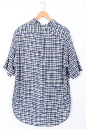 RALPH LAUREN 'Blaire' Navy Yellow Plaid Short Sleeve Shirt (L)