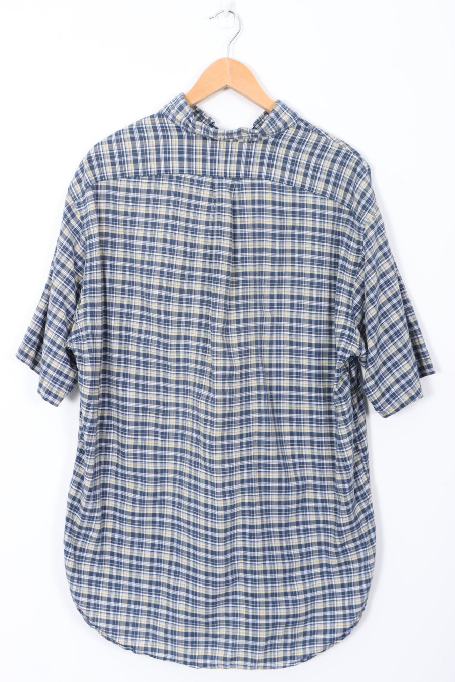 RALPH LAUREN 'Blaire' Navy Yellow Plaid Short Sleeve Shirt (L)