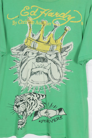 ED HARDY Bulldog with Crown Green Tee (XL)