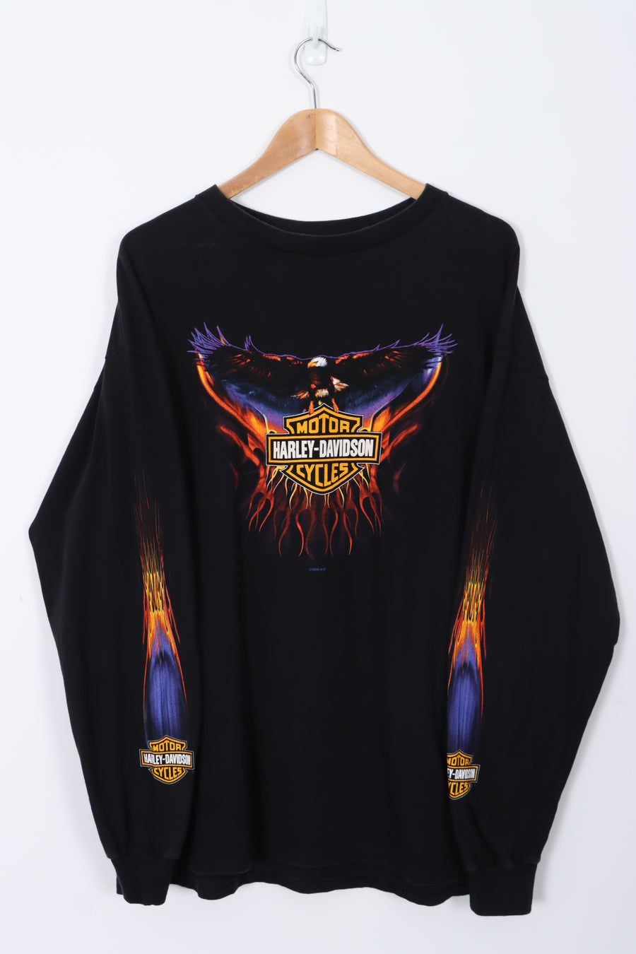 2000 HARLEY Eagle Flames Sleeve Detail Long Sleeve Tee (XL-XXL)