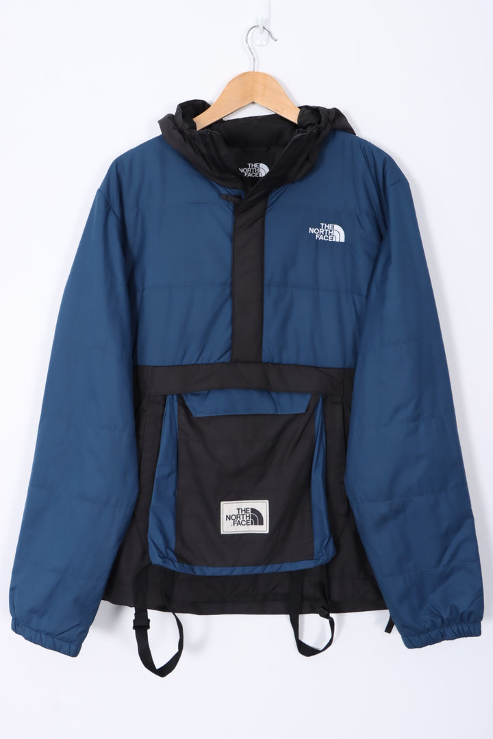 THE NORTH FACE Front Pocket 1/4 Zip Blue Anorak Windbreaker Jacket (XL)