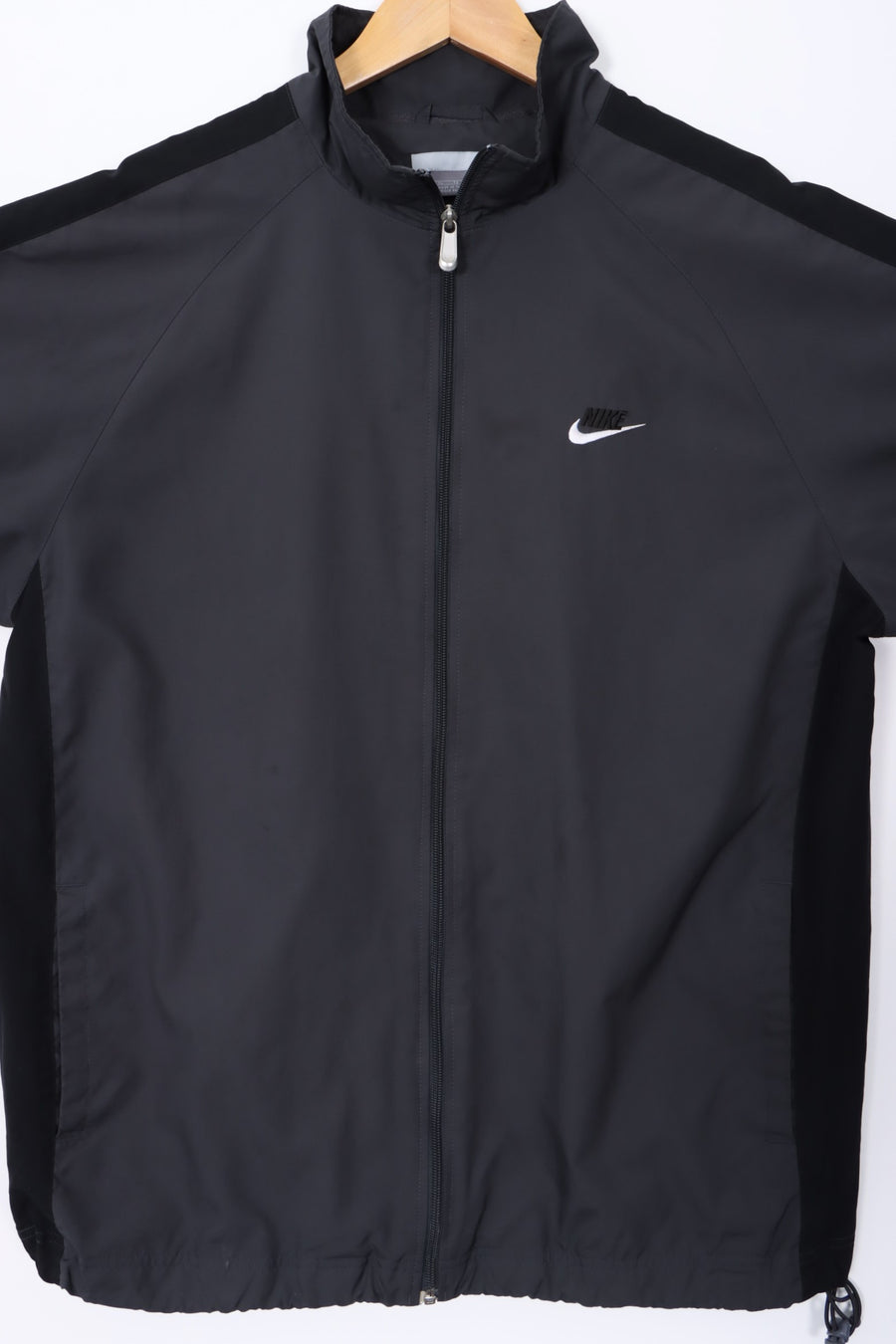 NIKE Embroidered Swoosh Logo Charcoal Grey Windbreaker Jacket (XL)