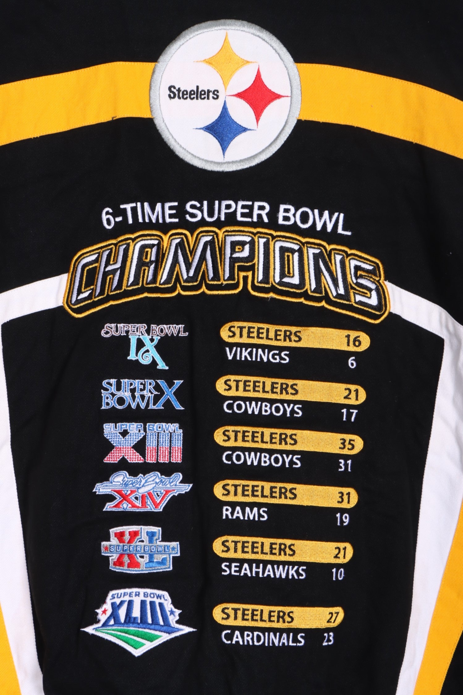 NFL Pittsburgh Steelers 6x Super Bowl Champions Embroidered Jacket (4X