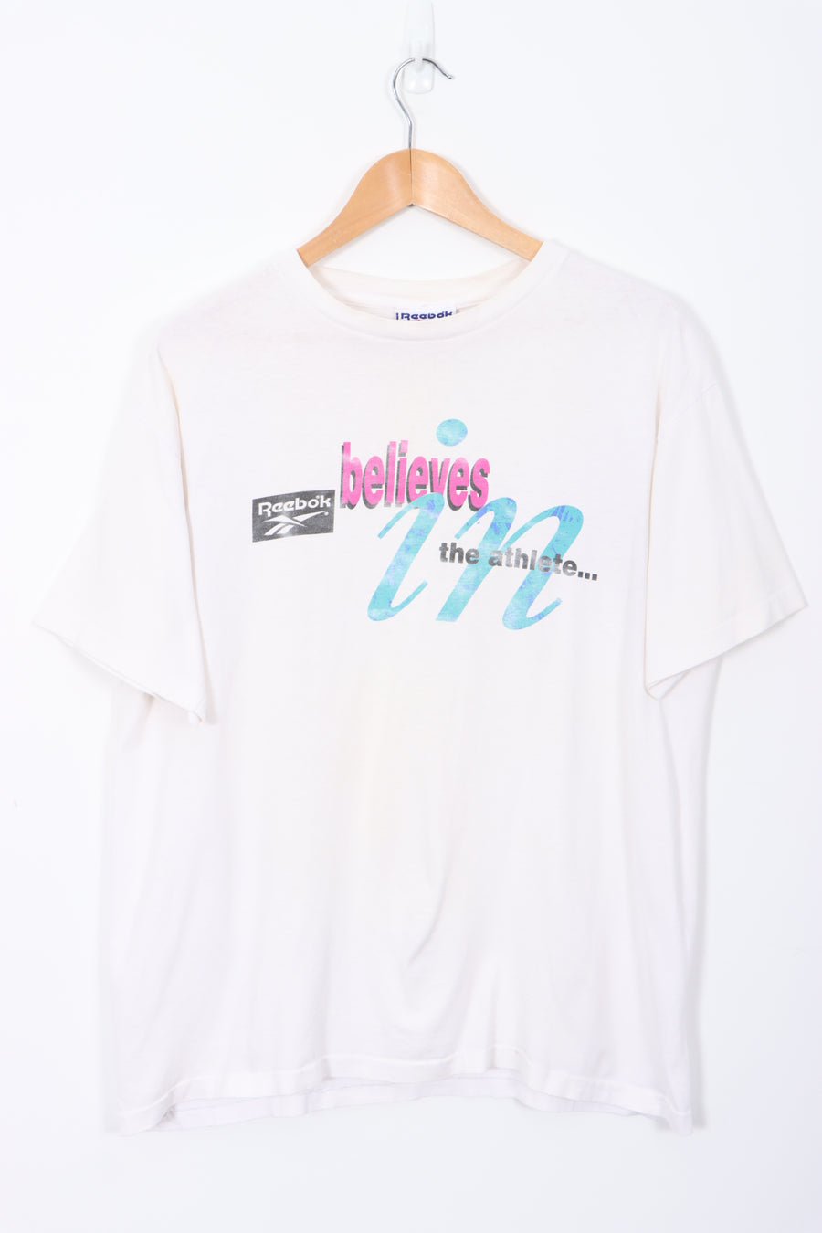 REEBOK 'Believes in the Athlete' Slogan Tee (L)