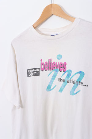 REEBOK 'Believes in the Athlete' Slogan Tee (L)