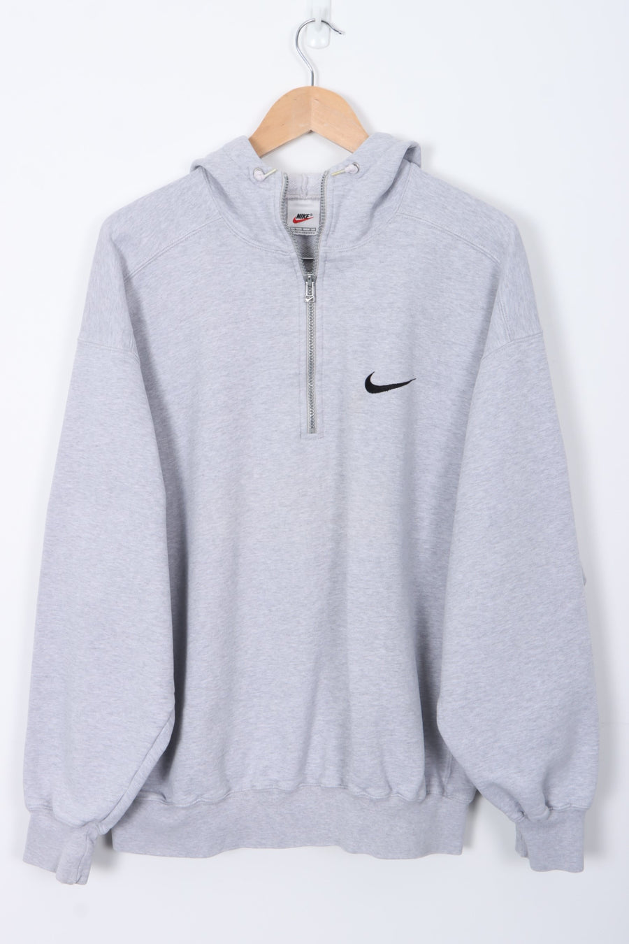 NIKE 1/4 Zip Big Swoosh Logo Grey Hoodie (L)