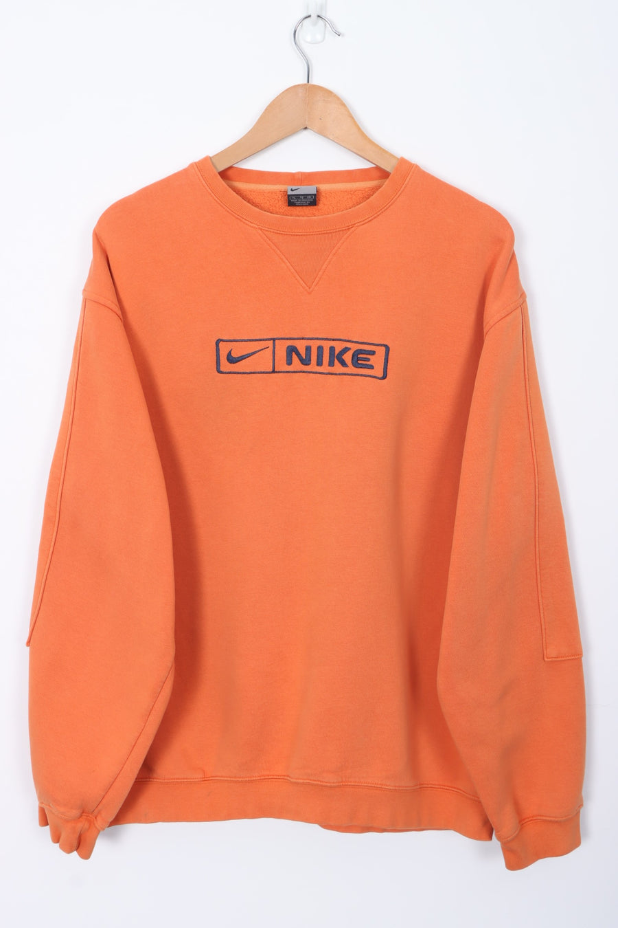 NIKE Spell Out Swoosh Logo Orange Sweatshirt (XL-XXL)