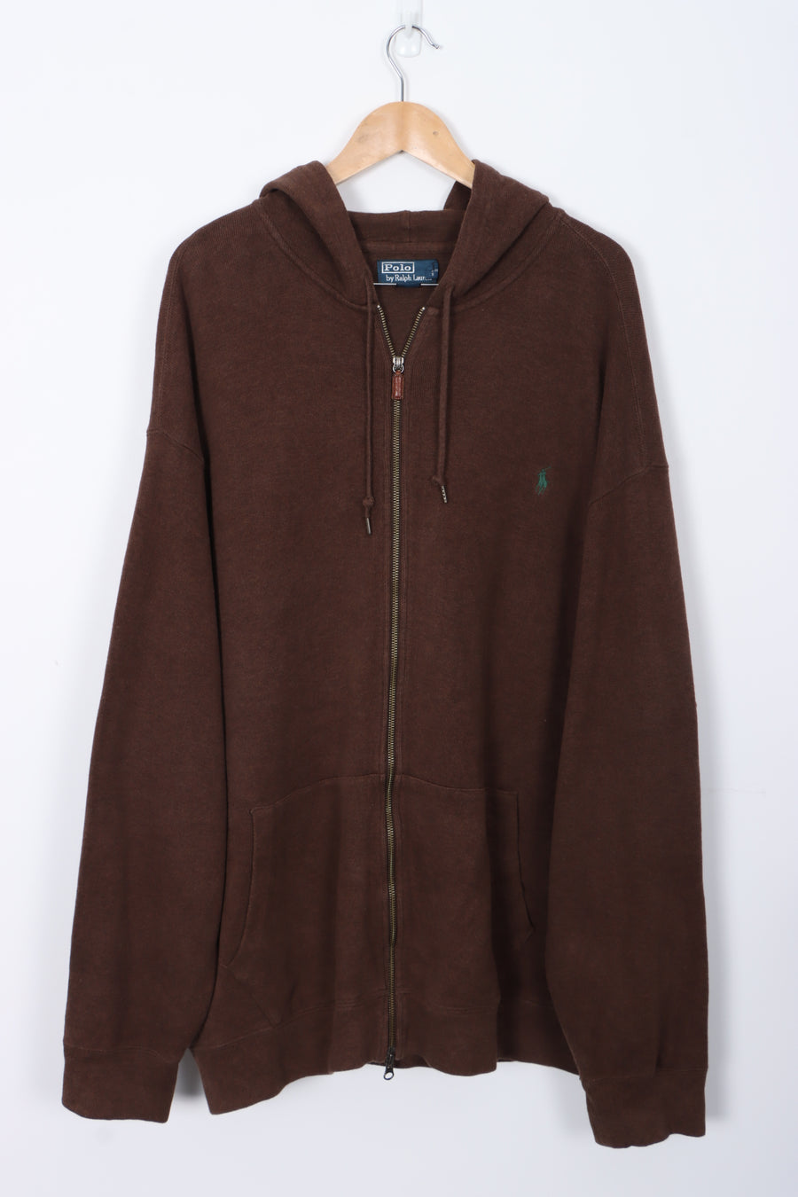 RALPH LAUREN POLO Brown Full Zip Hooded Knit Sweater (4XL TALL)