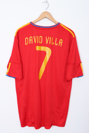 BOOTLEG Spain 2008/2009 David Villa #7 Home Soccer Jersey (L)