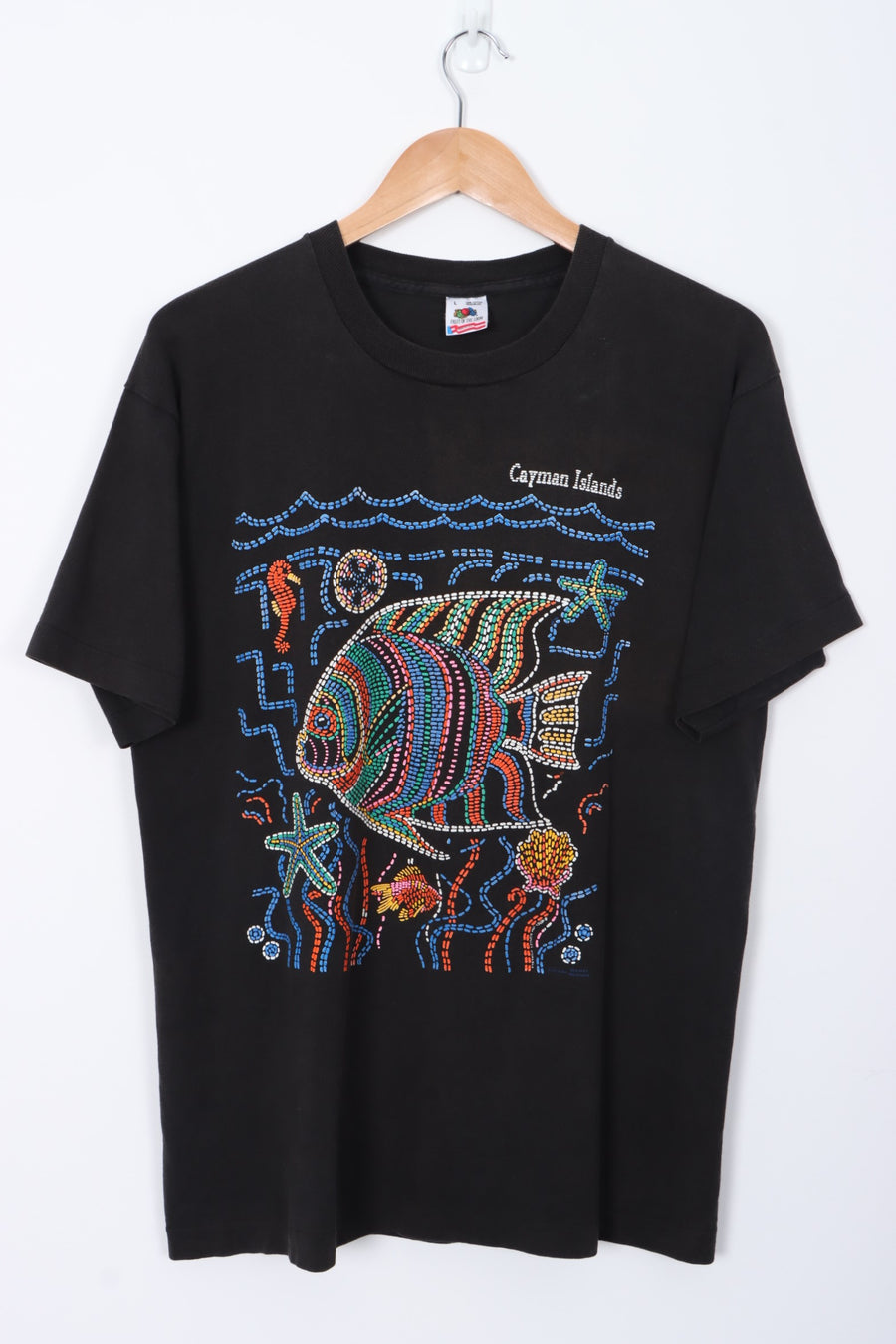 Cayman Islands Colourful Fish Single Stitch T-Shirt USA Made (L)