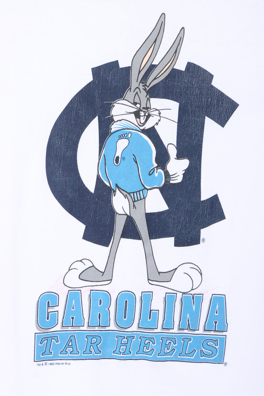 UNC Carolina Tar Heels 1993 Bugs Bunny Single Stitch T-Shirt USA Made (M)