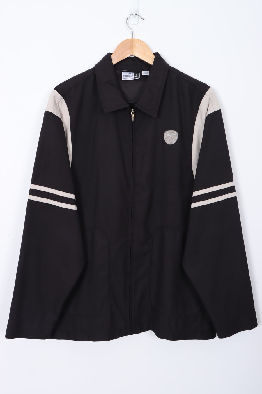 PUMA Varsity Panel Black & White Nylon Jacket (L)