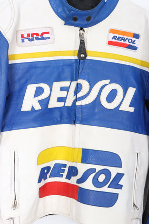 REPSOL Racing Blue Leather Moto Jacket (L-XL)