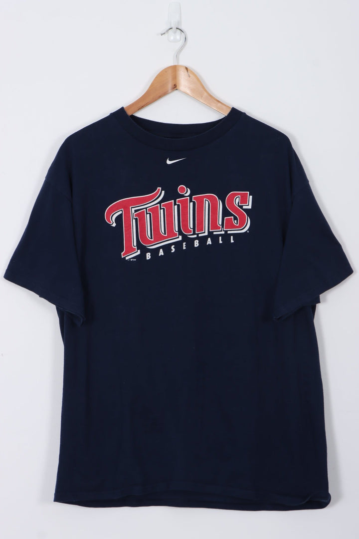 NIKE Centre Swoosh Twins Baseball Navy T-Shirt (L)