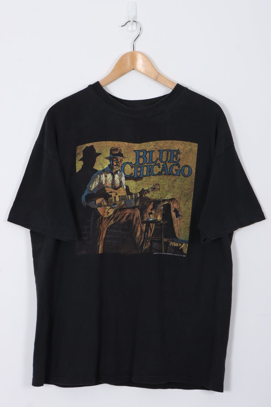 VINTAGE Blue Chicago 1994 Painting Graphic Print USA Made Tee (L-XL)