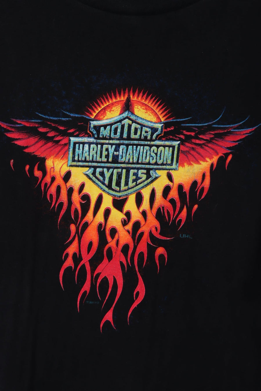 HARLEY DAVIDSON Tulsa Eagle Flames Centre Logo Black T-Shirt (L)