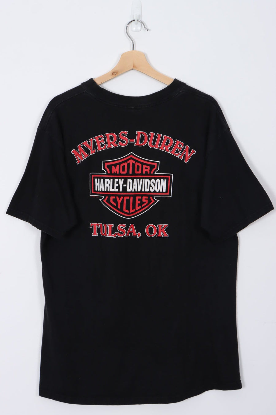 HARLEY DAVIDSON Tulsa Eagle Flames Centre Logo Black T-Shirt (L)