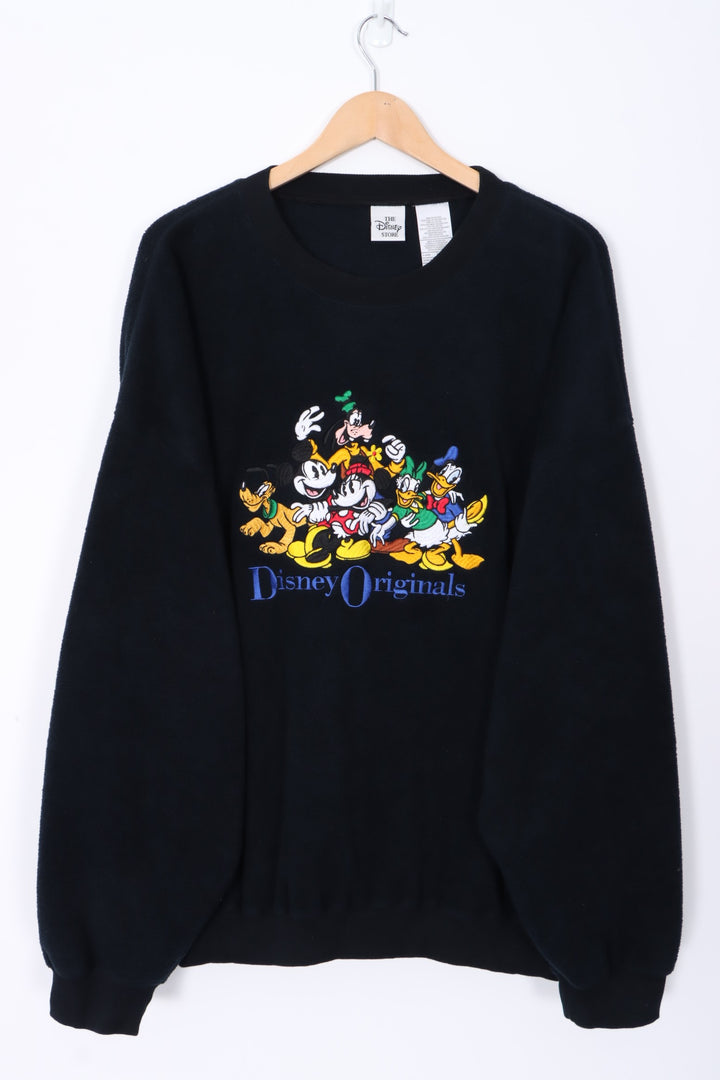 DISNEY Mickey Mouse & Friends Embroidered Fleece Sweatshirt (XL)