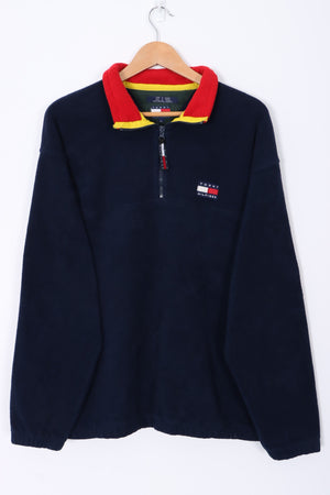 TOMMY HILFIGER Box Logo 1/4 Zip Fleece Sweatshirt (L)