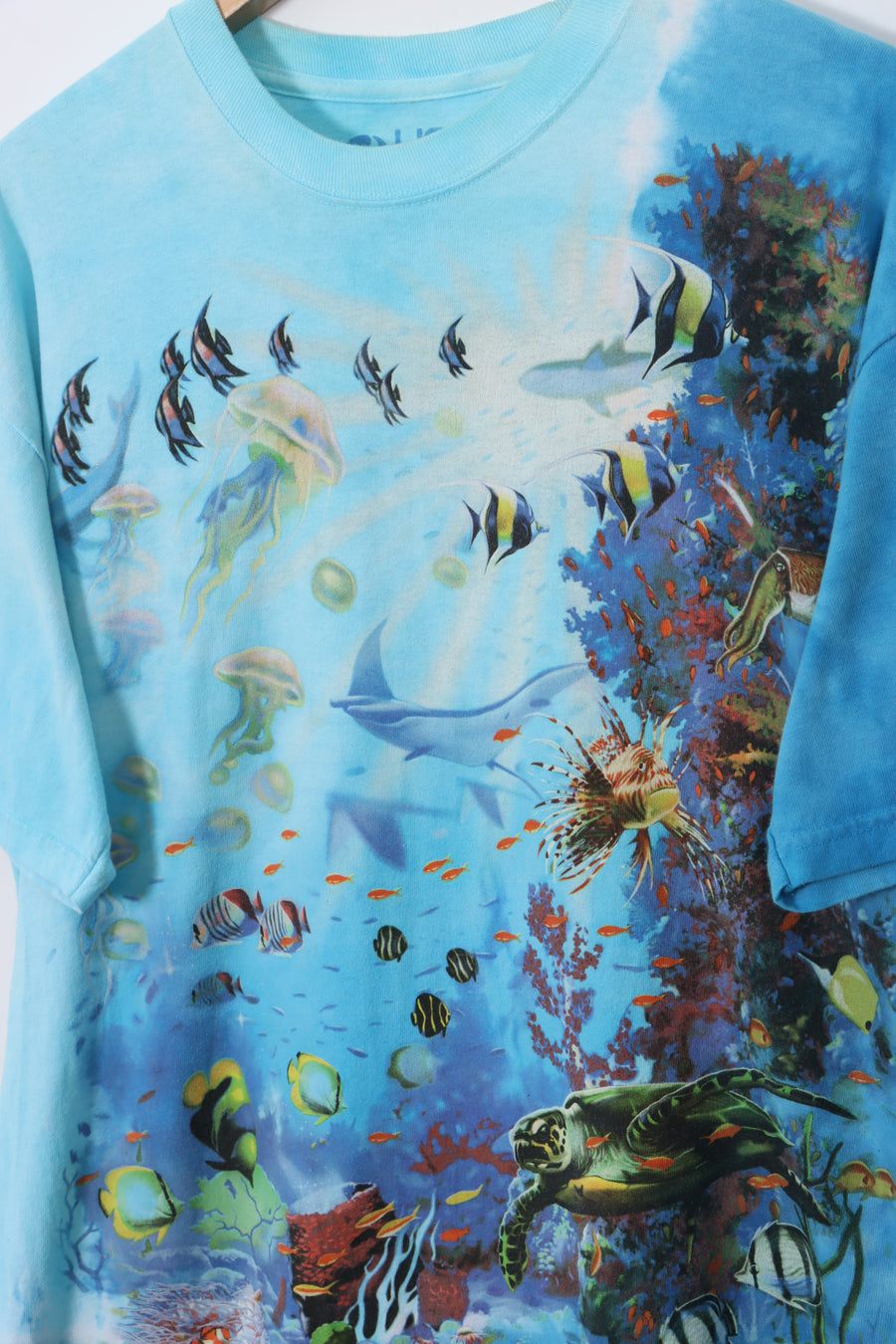 2000s LIQUID BLUE Tie Dye Sea Life Ocean Nature Tee (L)