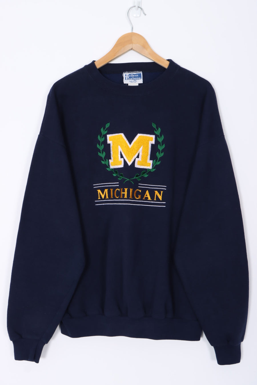 Michigan Wolverines Textured Crest Logo Sweatshirt USA Made (XL)