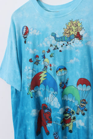 90s LIQUID BLUE Grateful Dead Parachute Landing Bears Music Tee (XL)