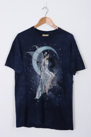 THE MOUNTAIN Fairy Moon Graphic Print Tie Dye T-Shirt (L)