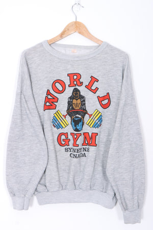 Vintage WORLD GYM Gorilla Logo Boxy Sweatshirt (M)