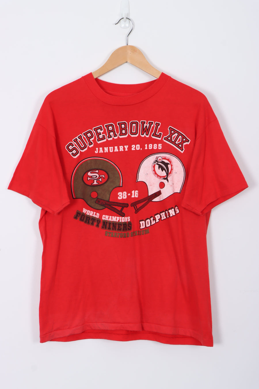 1985 49ers vs Dolphins Superbowl World Championships Tee USA Made (L)