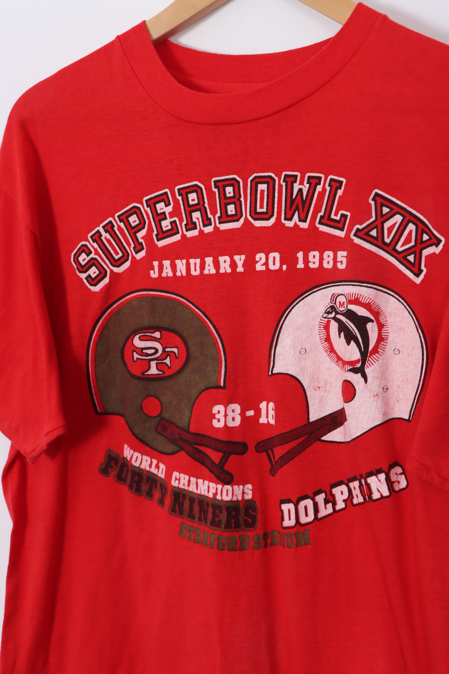 1985 49ers vs Dolphins Superbowl World Championships Tee USA Made (L)