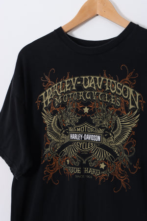 HARLEY DAVIDSON 'Ride Hard' Eagle Star Graphic Print Tee (L)