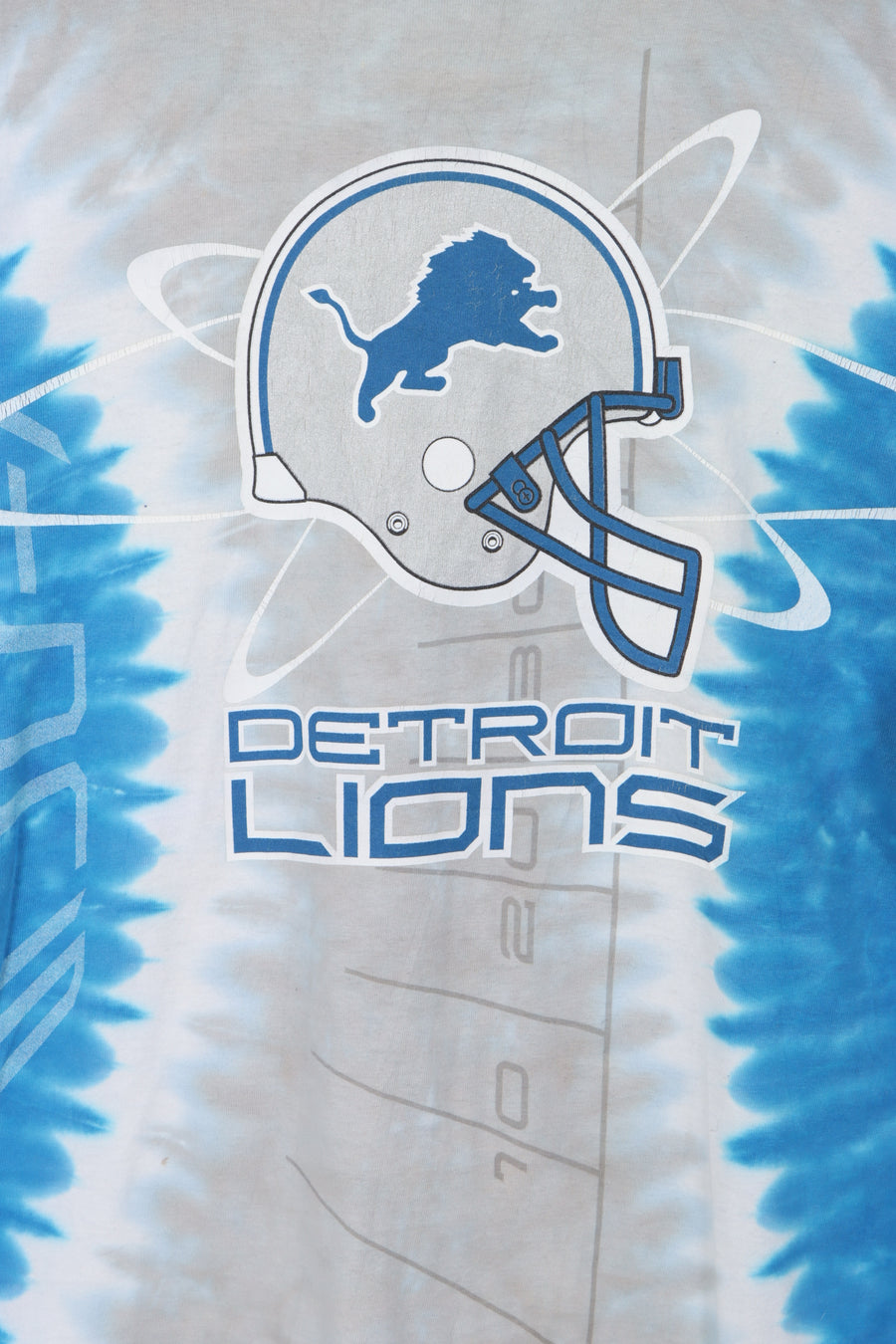 NFL Detroit Lions Tie Dye Football Helmet Design Graphic Tee (L)