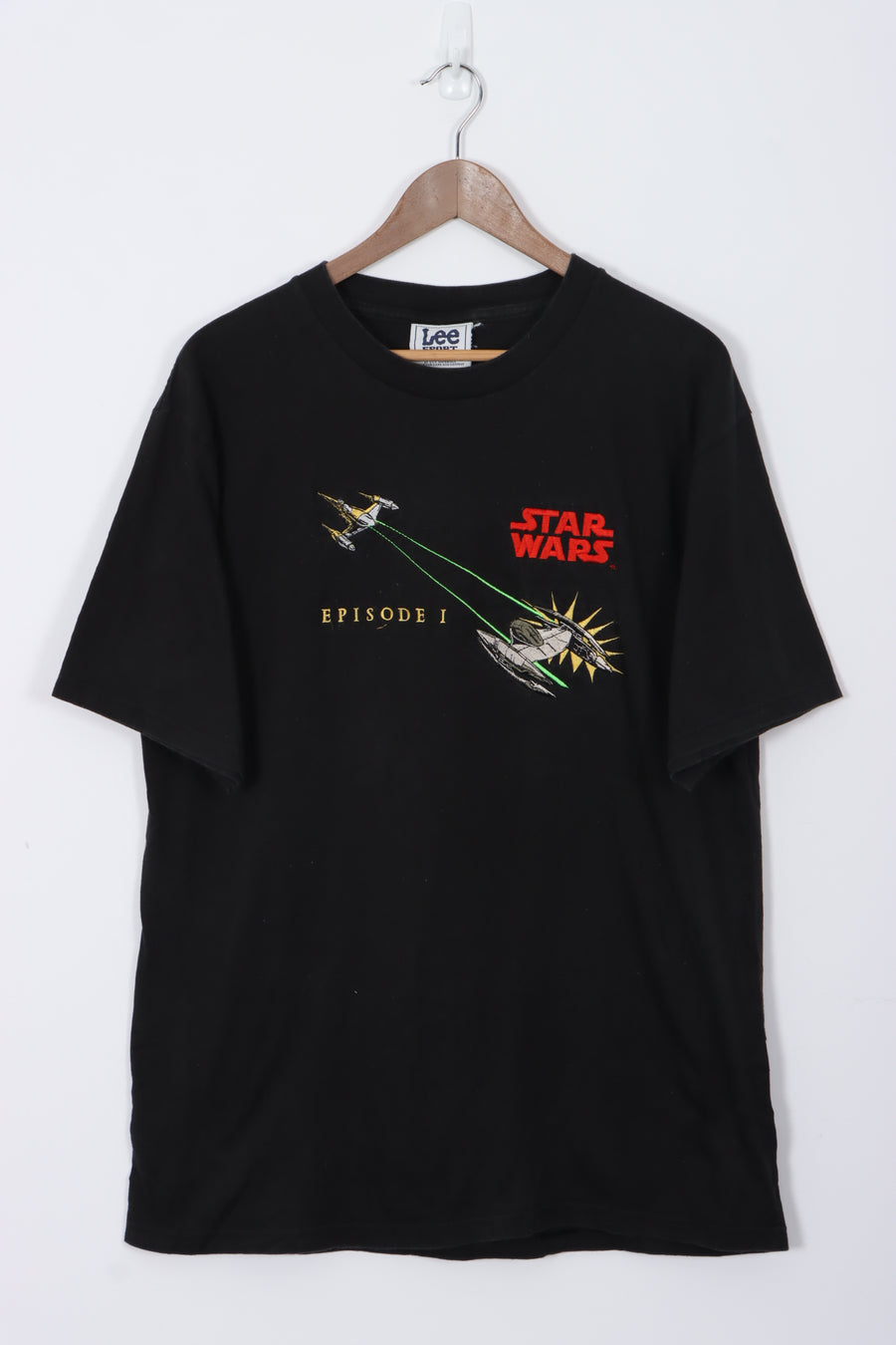 LEE Star Wars 'Episode 1' Starfighter Embroidered Black Tee (L)