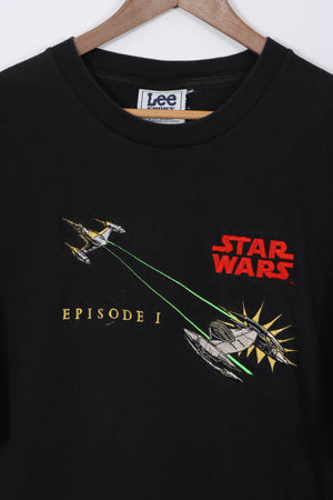 LEE Star Wars 'Episode 1' Starfighter Embroidered Black Tee (L)