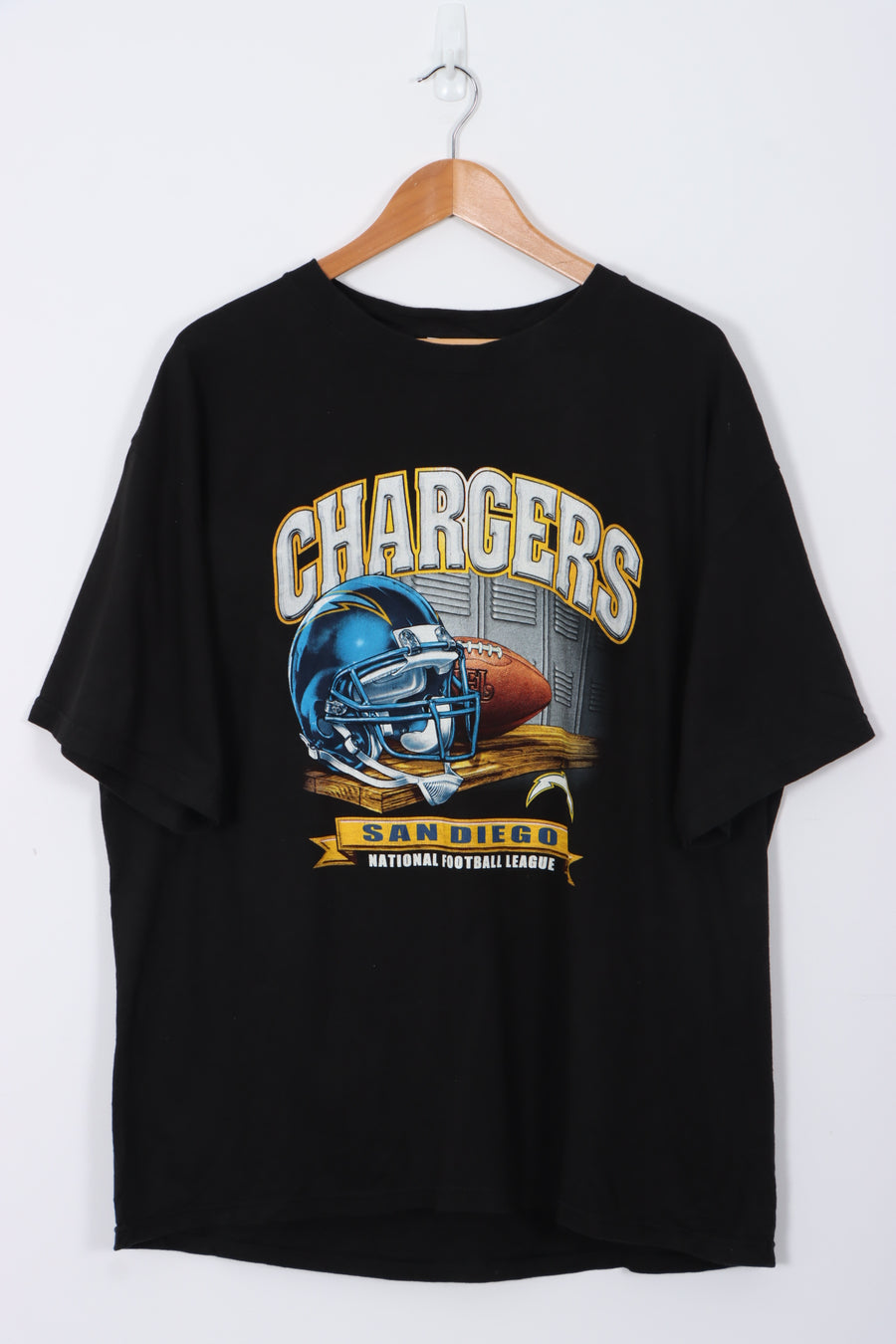 San Diego Chargers NFL Helmet Graphic Print Black Tee (XL)