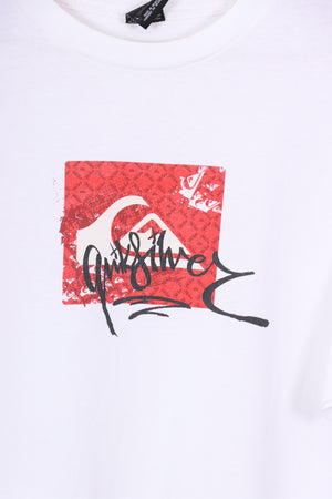 QUIKSILVER Red Black & White Logo Surf Tee (M-L)